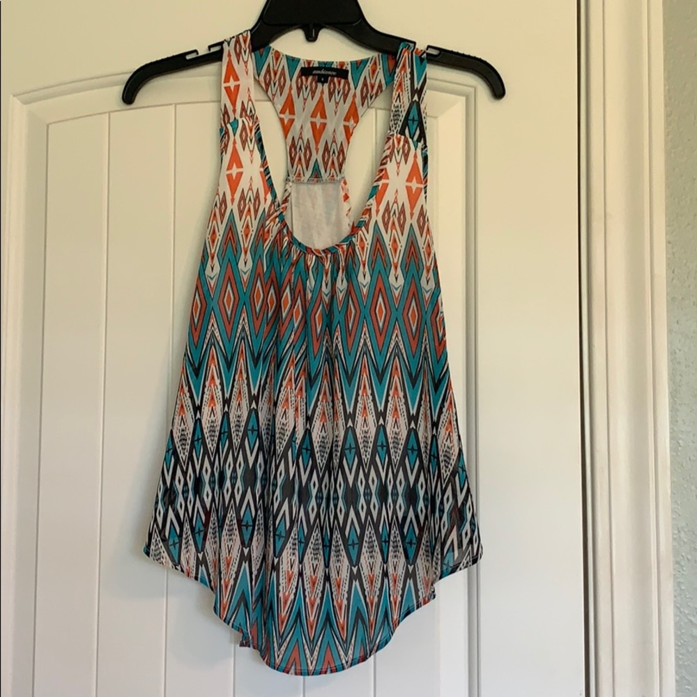 Ambiance turquoise/ orange printed tank top